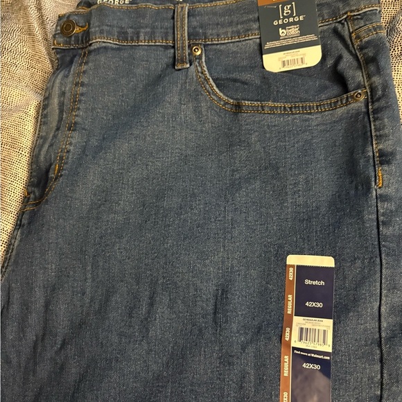 New men’s 42x30 work denim blue jeans stretch classic Fit - Picture 6 of 7